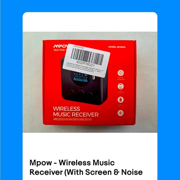 Mpow - Wireless Music Receiver (With Screen & Noise Isolator) MPBH408AB - Picture 1 of 3